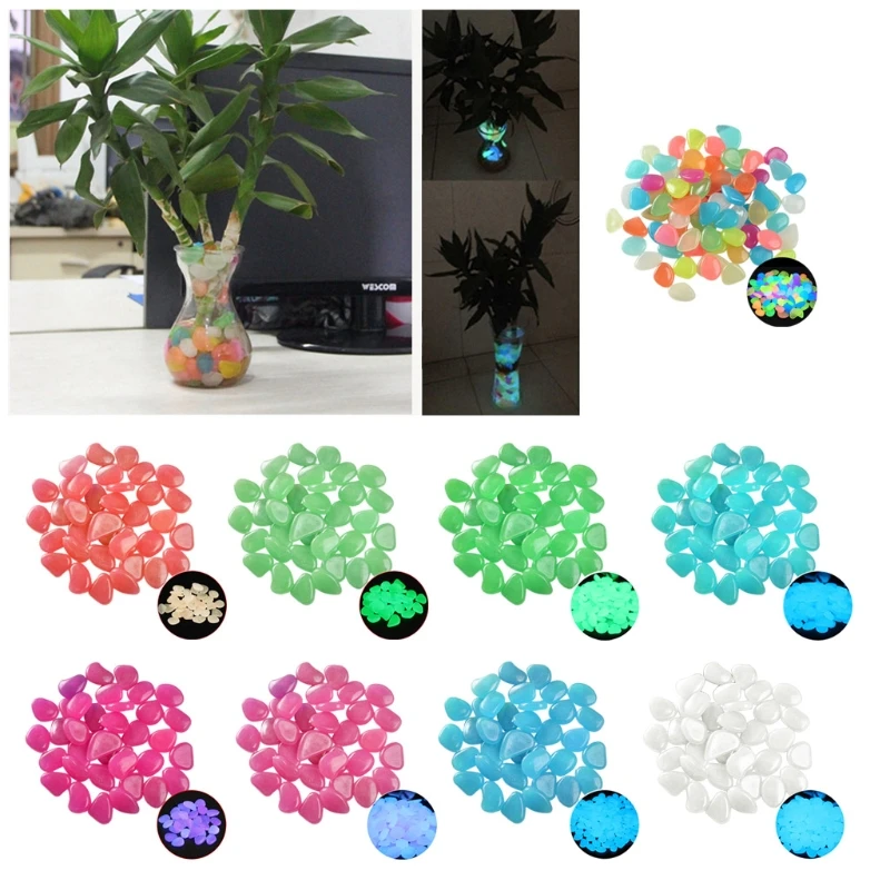 

Luminous Stones Garden 100 Pieces Colourful Fluorescent Luminous Outdoor Stones PebbIes Decorations Fluorescent PebbIes