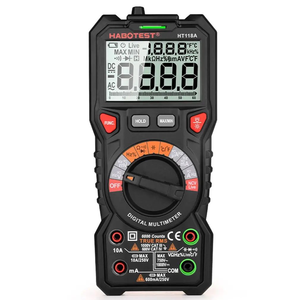 

HABOTEST HT118A Digital Multimeter Automatic Range NCV Hz Ture RMS AC/DC 6000 Counting Professional High Precision Multimeter