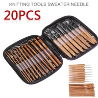 20pcs 1 10mm bamboo crochet hook set diy knitting needles handle home knitting weave yarn crafts household knitting tools