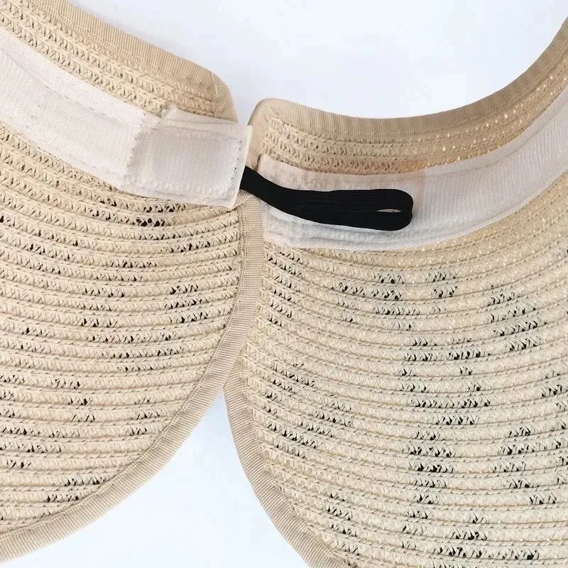 Шляпа женская Соломенная с широким козырьком Складная портативная пляжная шапка