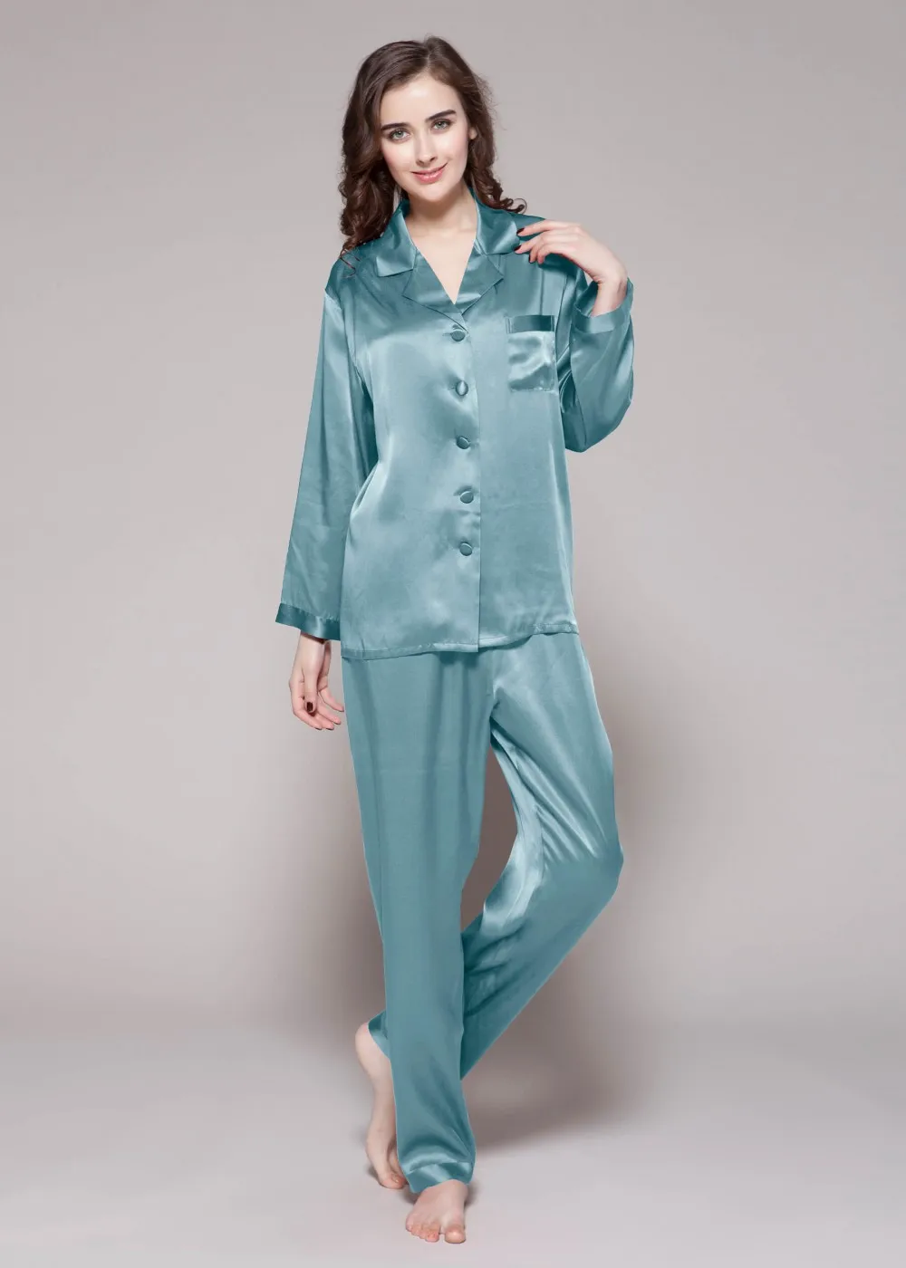 100 Silk Pajamas Set Women Pure 16/19 Momme Ladies Sleepwear Luxury Natural Full Length Women's Clothing Free Shipping