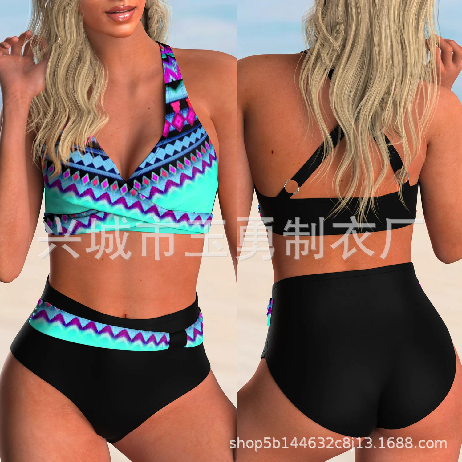 

Женский купальный костюм с завышенной талией, эффектом пуш-ап