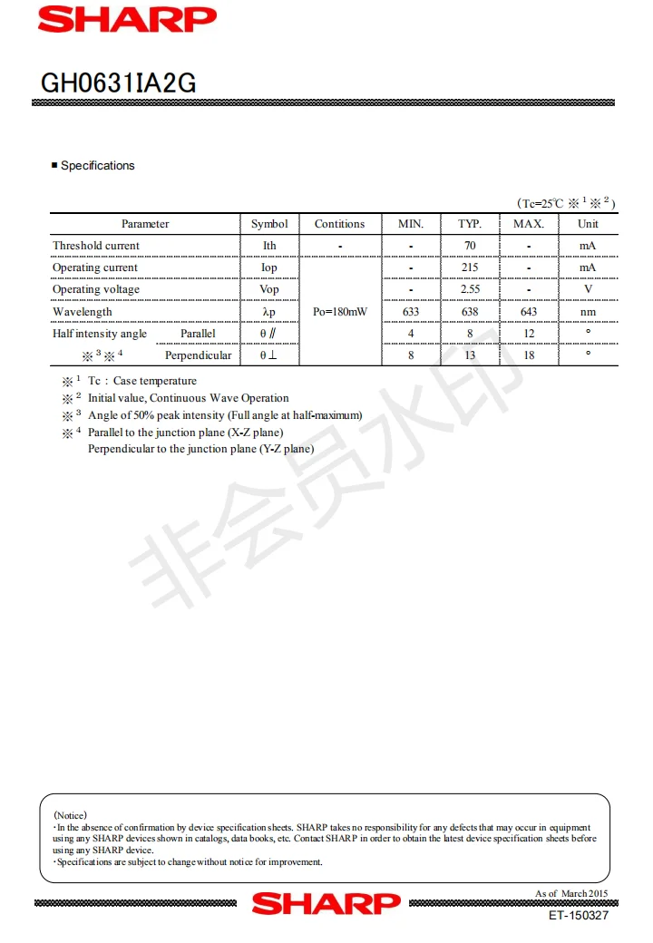 Sharp GH0631IA2GC φ 185 мм красный нм МВт лазерный диод (один режим)|Эффект освещения сцены|