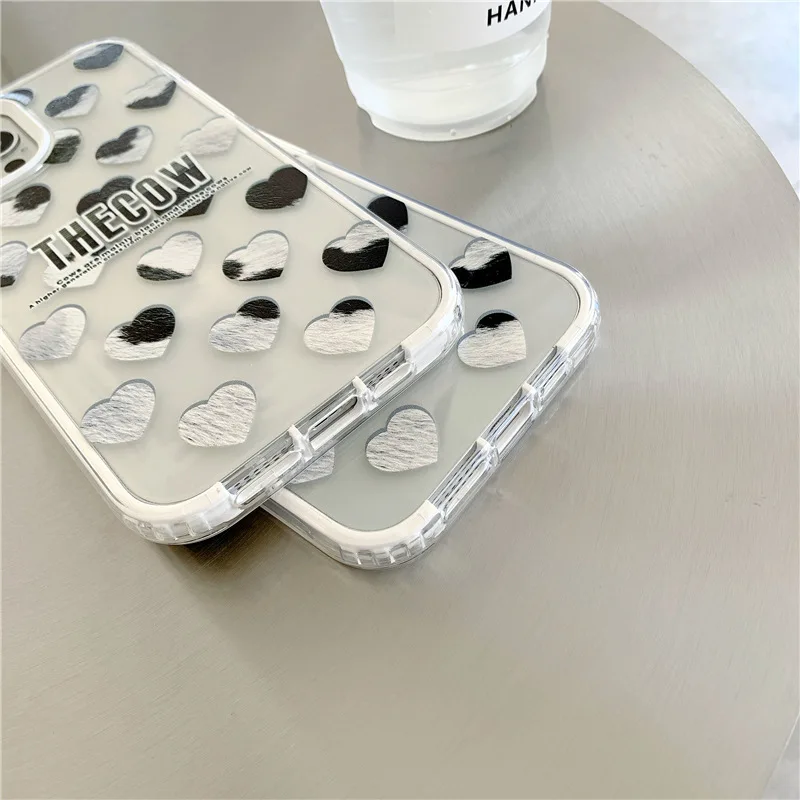

Love Heart Transparent Phone Case For iPhone 11 12 Pro Max 8 7 Plus X XS Max XR 12 Bumper 2 in 1 Back Cover Coque