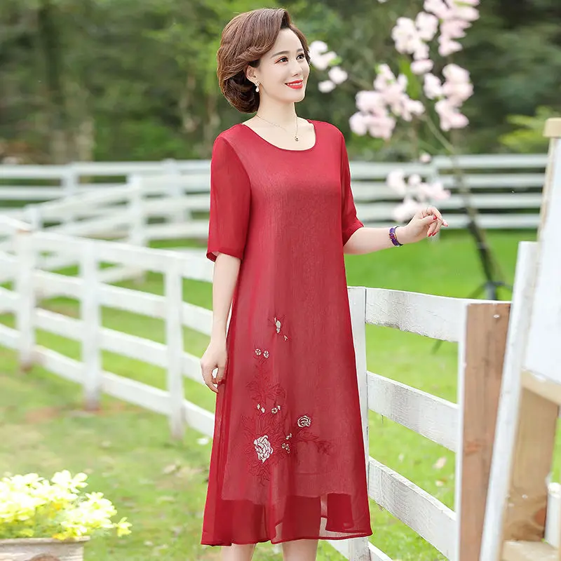 

2021 spring and summer dress mid-length western style fashion dress chiffon new temperament casual women's dress