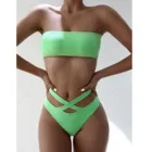 Женский однотонный купальник-труба, бикини, Бразильский купальный костюм, стринги, сплошной цвет, 2021