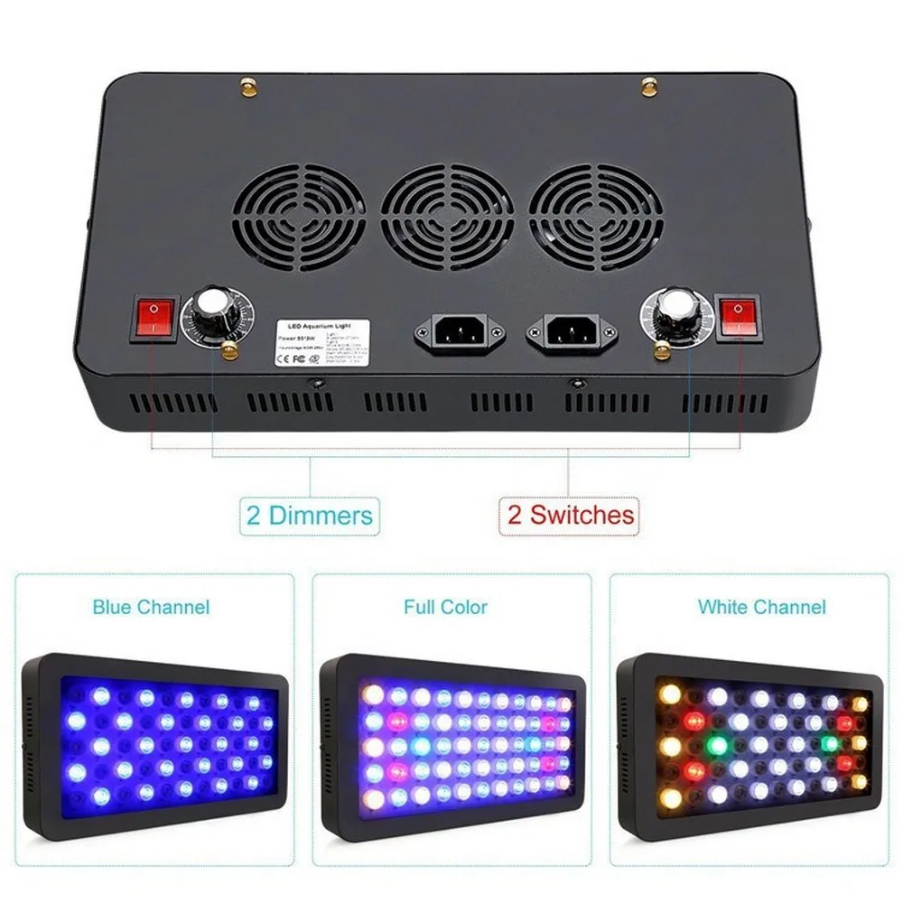 

LED Aquarium Lighting Marine FishTank Lights Coral LED Aquarium Light 165W Aquatic Plant Growth Light Black Case Manual Dimming