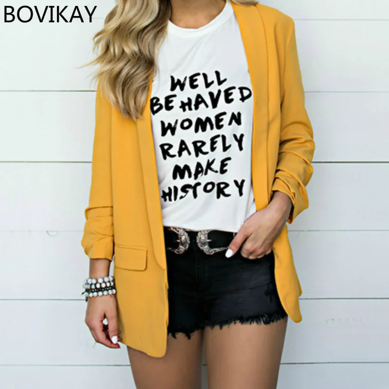 Женский блейзер с длинным рукавом тонкий офисный карманами и отворотом