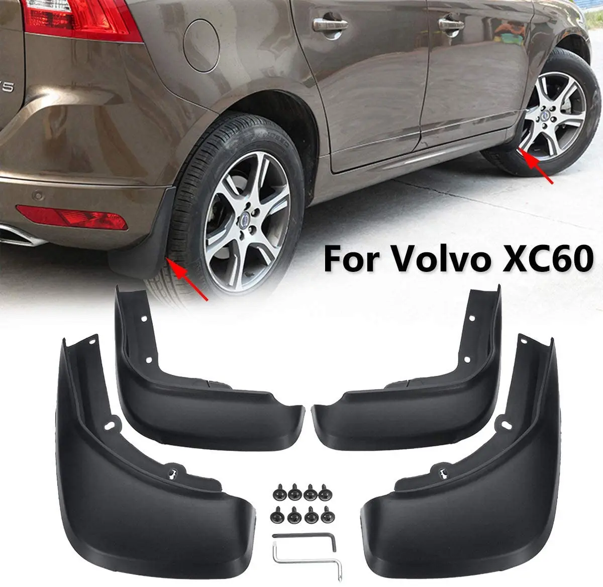 4 предмета в комплекте автомобиля Брызговики для Volvo XC60 2014 2015 2016 2017 спереди и сзади