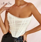 Artsu, без рукавов, сетка, на шнуровке, с открытыми плечами, бюстье, корсет, кроп, без бретелек, топы, женские топы с вырезом на спине, на молнии, лето 2020