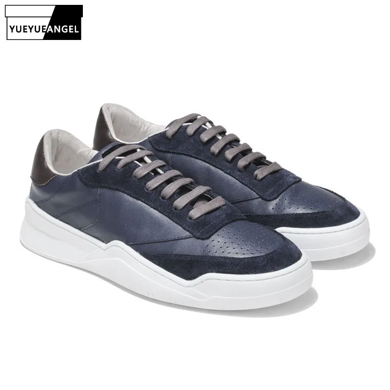 Мужские кроссовки на толстой платформе повседневные дышащие из натуральной кожи