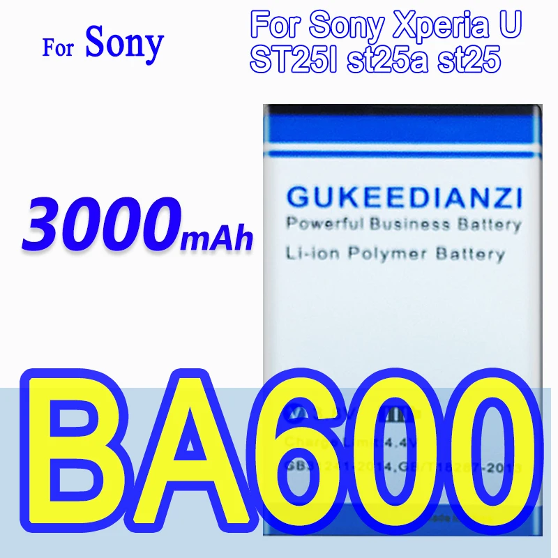 GUKEEDIANZI BA600 3000 мАч 100% Новый Сменный аккумулятор для телефона Sony Xperia U ST25I st25a st25 Kumquat