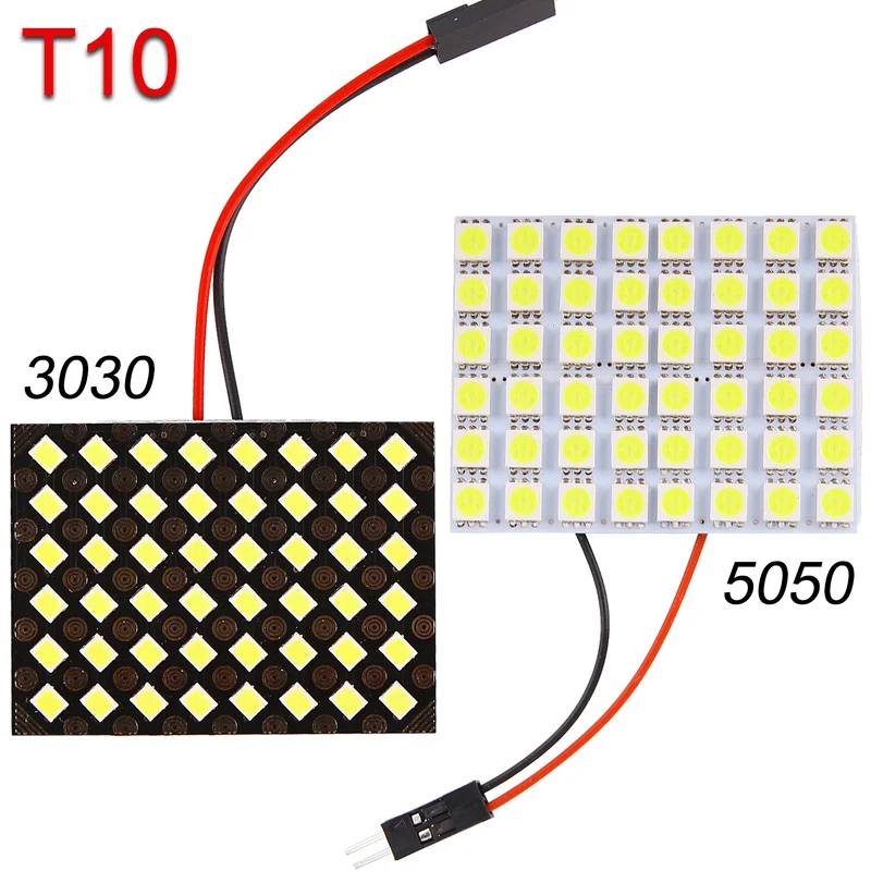 

T10 5050 3030 LED Panel Car White Light Interior Reading Lamp Universal Car Trunk Roof Dome Bulb 48 24 12 SMD Lights 12V