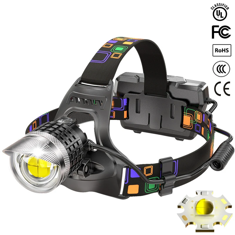 

XHP90.2 High Power Headlight Rechargeable Head Flashlight Zoom Torch 600000LM XHP160 1500M Long Range Most Powerful Led Headlamp