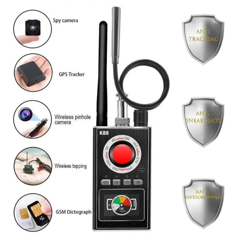 2020 new ai intelligent upgrade k88 bug wiretap anti spy bug detector mini hidden camera gsm gps tracker eavesdropping finder free global shipping