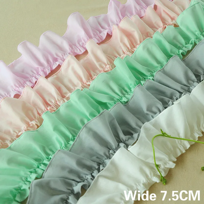 

7.5CM Wide Luxury Pleated Cotton 3D Lace Fabirc Collar Neckline Edge Trim Ribbon Home Fabric Handmade DIY Sewing Accessories