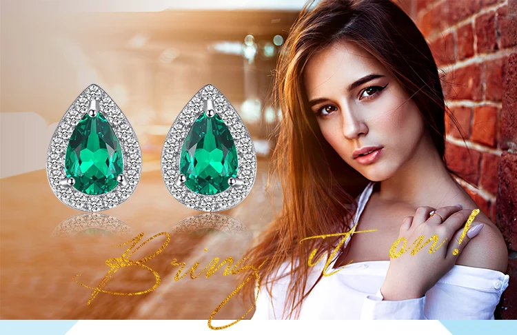 Jewelrypalace 0.85ct создания Изумрудный Серьги-гвоздики Шарм стерлингового серебра 925 Красивые ювелирные изделия Модные воды Серьги для Для женщин
