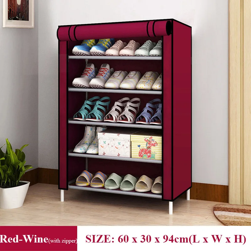 Red Wine 6L Простой пыленепроницаемый шкаф для обуви из нетканого материала для дома и общежития, собранный органайзер для хранения обуви, стеллаж для обуви, полка для обуви, сохраняющая аккуратность - Цвет: Red Wine 6L