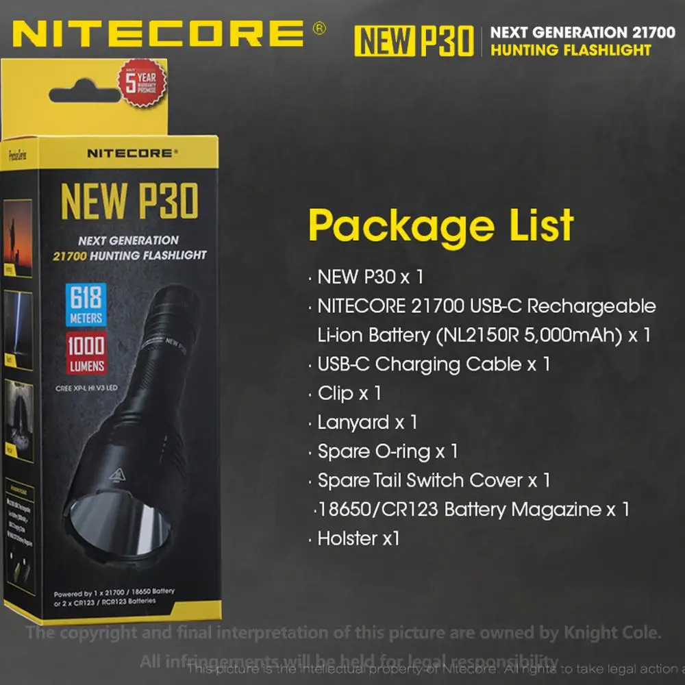 Светодиодный фонарь NITECORE P30 HI XP-L V3 уличная аварийно-спасательсветильник