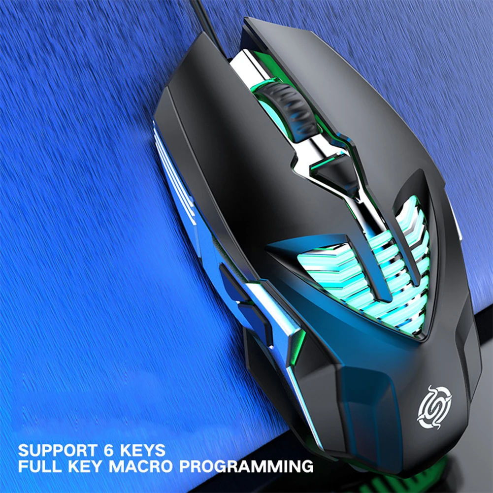 Мышь Компьютерная Q1 игровая оптическая со светодиодной подсветильник кой 6