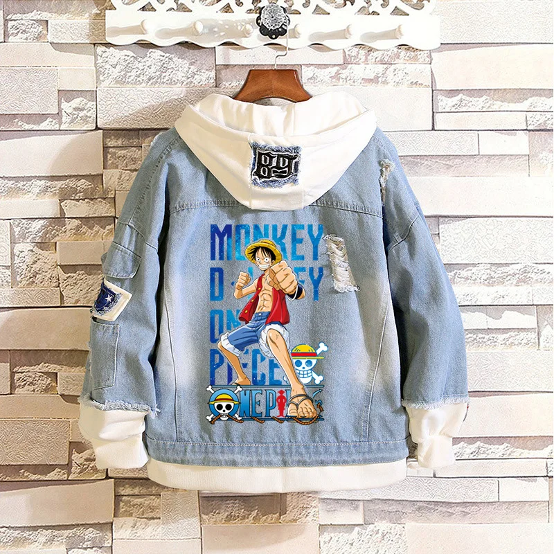 

ONE PIECE ONEPIECE Monkey D. Luffy Roronoa Zoro Cosplay Hoodies Costumes Men Women Denim Jacket Coat Fake Two Pieces Sweatshirt