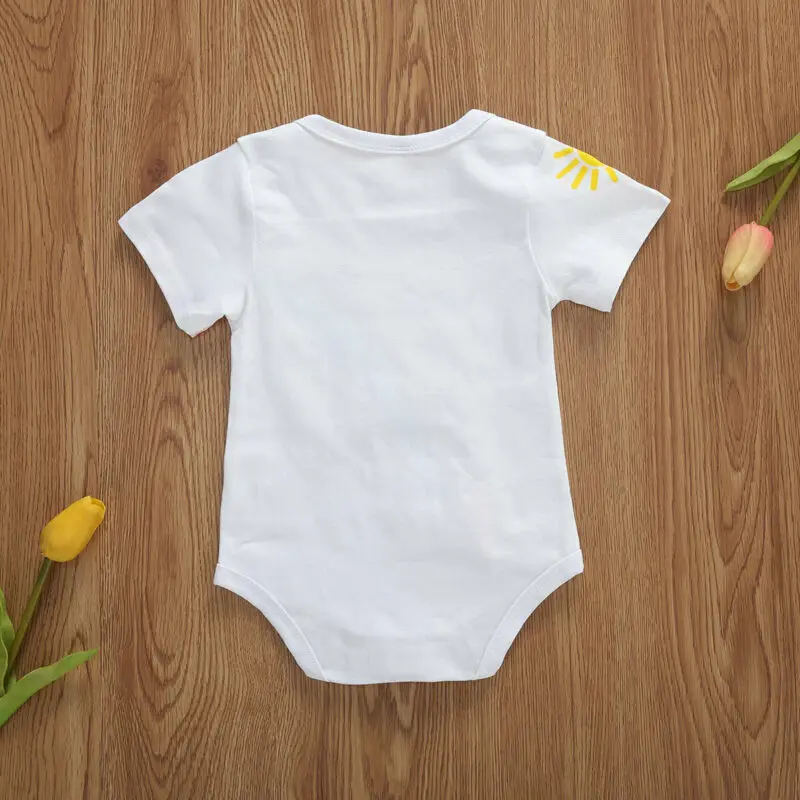 Летняя одежда для новорожденных мальчиков и девочек Комбинезон с радугой