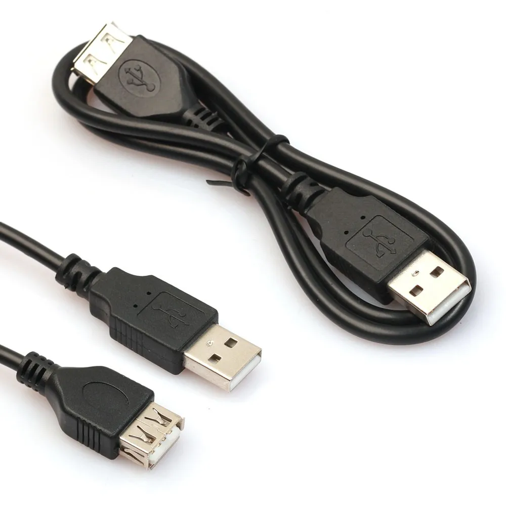 Универсальный 2 фута/60 см черный USB штекер к гнезду удлинитель данных M/F