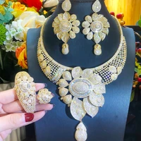 kellybola noble luxury gorgeous large flower necklace bracelet earrings ring set female bride wedding banquet exquisite jewelry