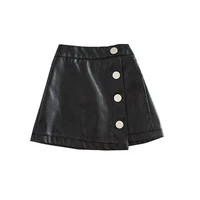 2020 new spring autumn winter girls kids buttons leather pu skirt comfortable cute baby clothes children clothing