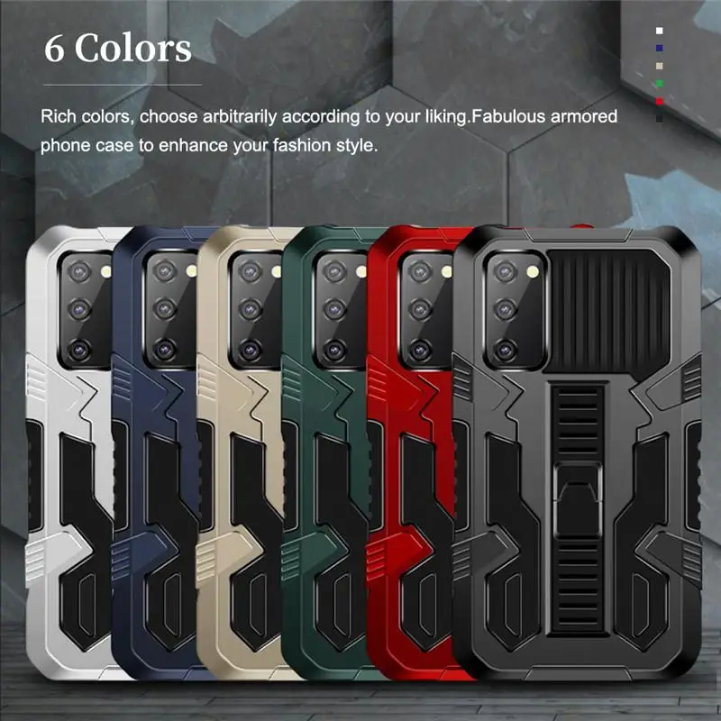 

Shockproof Armor Bracket Protective Case For Samsung S20 S21 Plus Note 10 20 Ultra A12 A50 A70 A31 A41 A51 A71 5G A21S A52 Cover