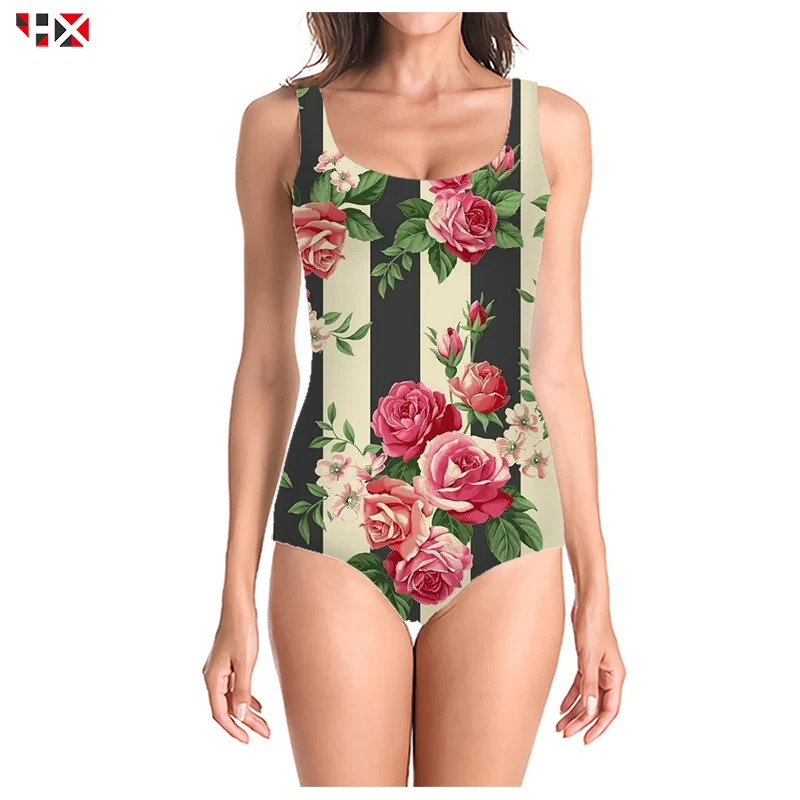 Сексуальный женский купальник с 3D принтом Модный цветочным рисунком монолитный