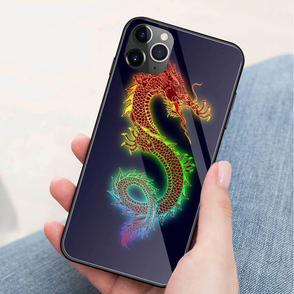 Чехол из стекла с твердой задней стенкой dragon 14 для iPhone 6 6S 7 8 14 plus X XR XS MAX 11 12 13 14 pro max