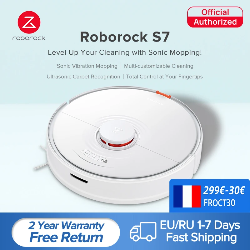 Робот-пылесос roborock S7, ультразвуковая уборка, ультразвуковая чистка ковров, управление через приложение, швабры, подъем, обновленная версия от S5 max - изображение
