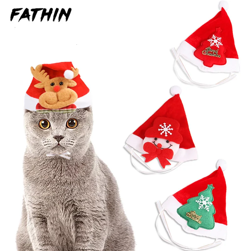 FATHIN рождественские шапки для Санта-собак, теплые шапки для домашних животных, кошек, собак, Санта-Клауса, новогодние украшения, товары для домашних животных