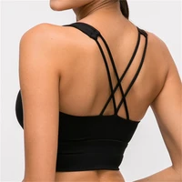 nepoagym boost cross back sport bra top strappy women push up bra brushed fabric workout bra soft padded long yoga bras