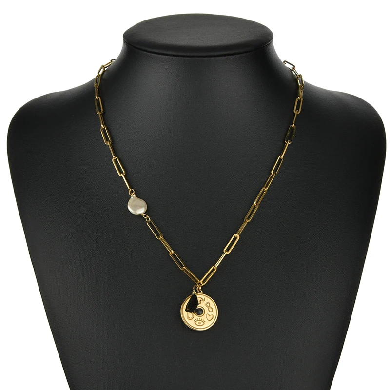 ELSEMODE винтажные ожерелья из нержавеющей стали с подвесками в виде глаза сердца