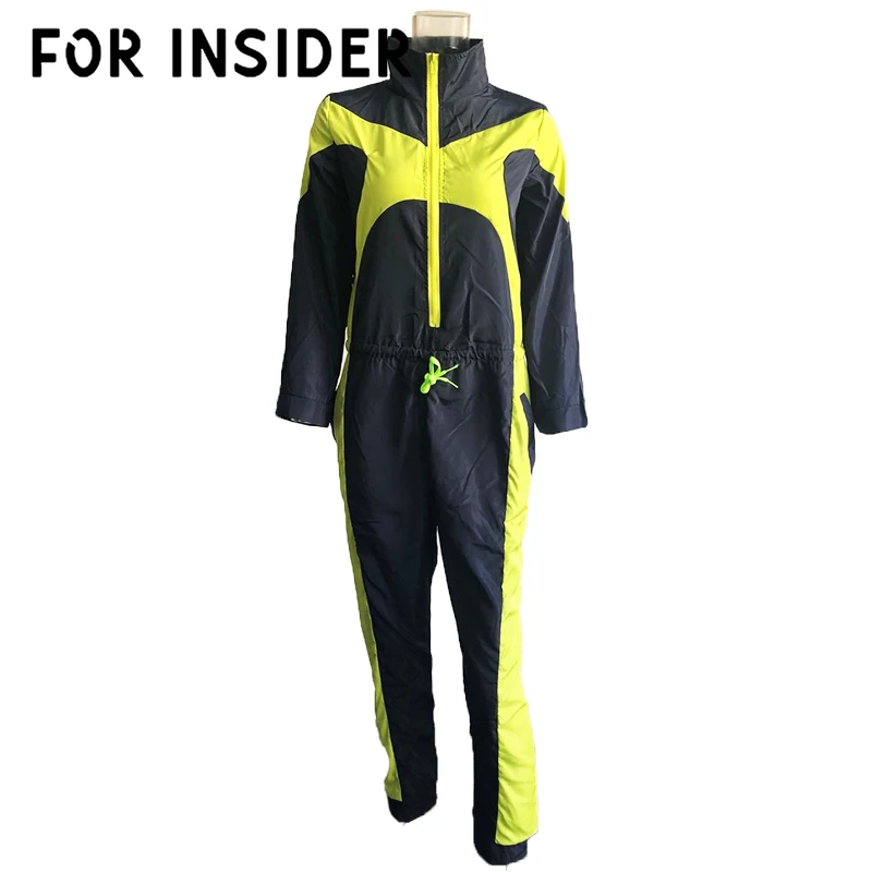 Для Insider неоновый зеленый лоскутный фитнес комбинезон Осенний полный рукав на