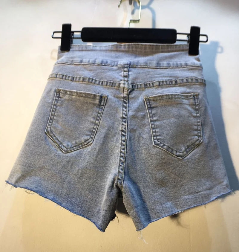 

Streetwear Women Denim Shorts 2020 Summer New Heavy Tassel Diamond High Waist Denim Shorts Female Stretch Jean Shorts