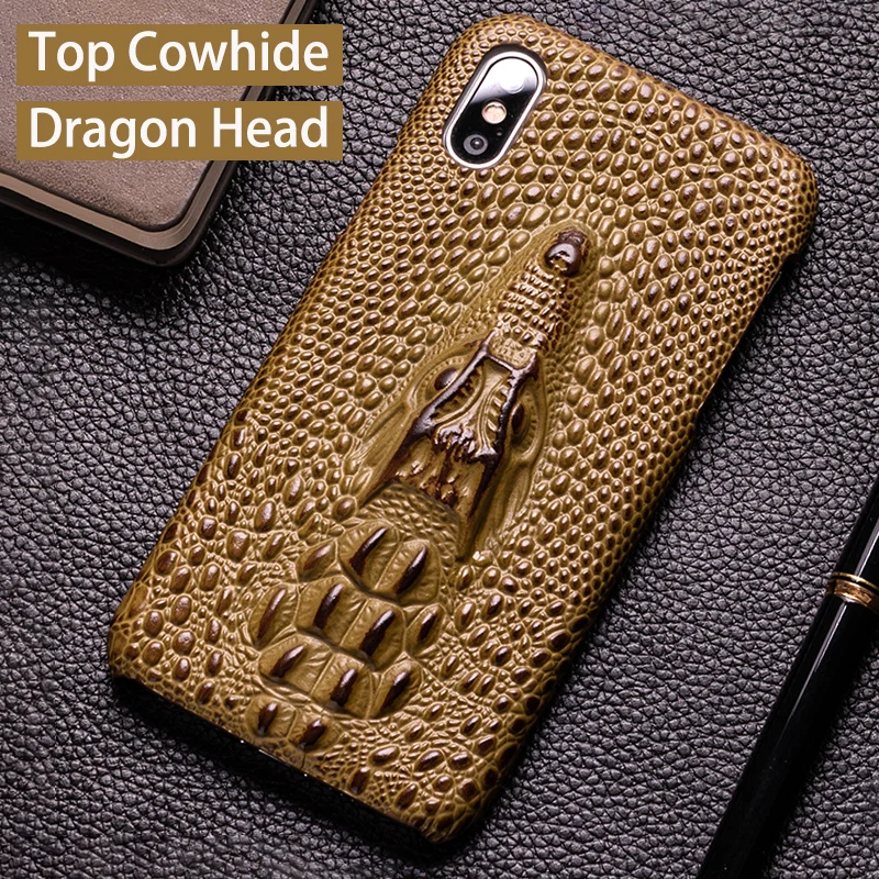 

Luxury Phone Case For iPhone 7 8 11 Pro Case Cowhide Dragon head Back Cover For iphone 6 6s Xr Xs Max Case 6p 6sp 7p 8p Cover