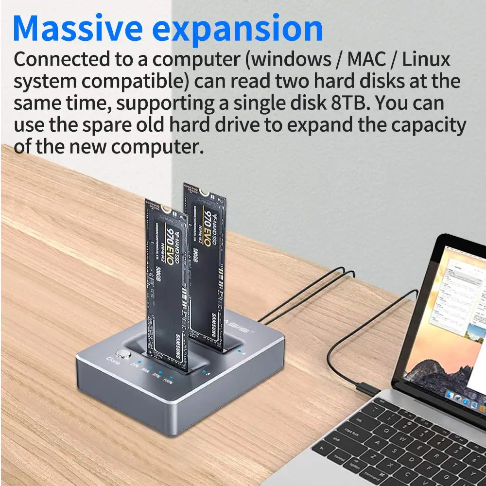 Корпус Acasis NVME для двух дисков док станция с M.2 на Type C USB3.1 Gen2 внешний жесткий диск M2