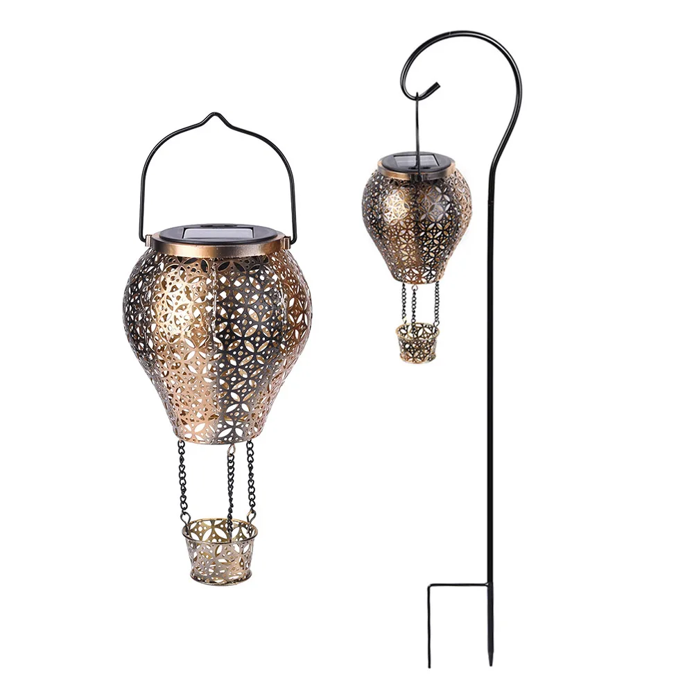 

Waterproof Landscape LED Solar Light Hollow Wrought Iron Air Balloon Lawn Stakes Lamp Garden Lamp Yard Art for Home Decoration