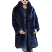 men winter parka overcoat long sleeve faux fur coat thick warm imitation fur coat jacket faux fox fur coat outwear