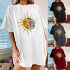 Защита от солнца и футболки с Луной в винтажном стиле; Женская толстовка летняя Harajuku ботильоны готического стиля потерять уличная топы 2021 модные футболки для девочек