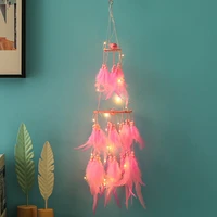 65cm feather dreamcatcher wind chime handmade led light wall hanging pendant dream catchers girls home room decoration