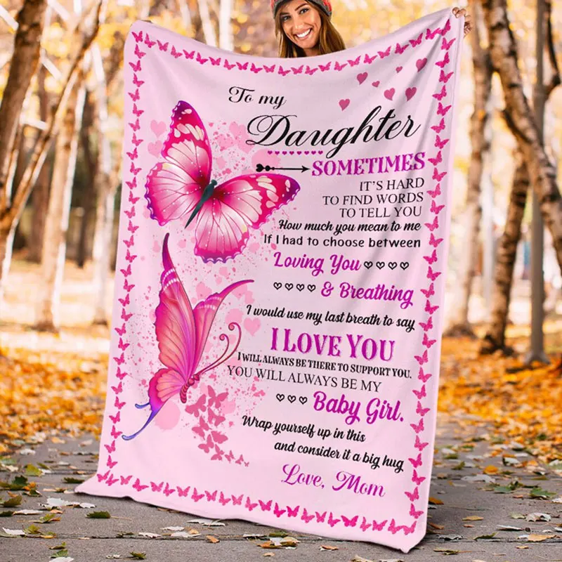 

Premium Blanket To My Daughter I Love You Fleece Love Flannel Throw Blanket Cozy Soft Plush Quilt Blanket Customized B1