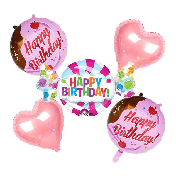 

5 Piece 18 Inches Heart Aluminum Foil Balloons Candy Balloons for Wedding Birthday Baby Shower Party Decorations