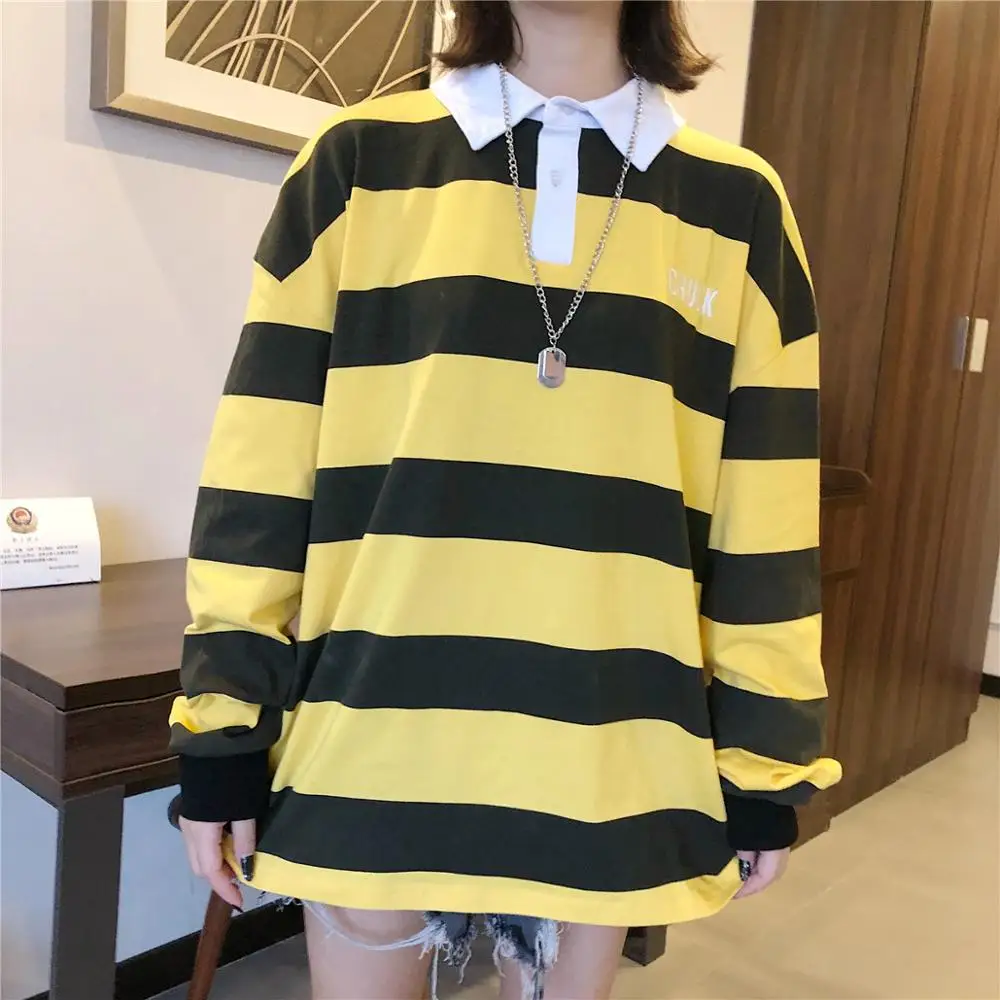 2019 Осенняя мода новый желтый свитер женский ретро длинный рукав модный Свободный