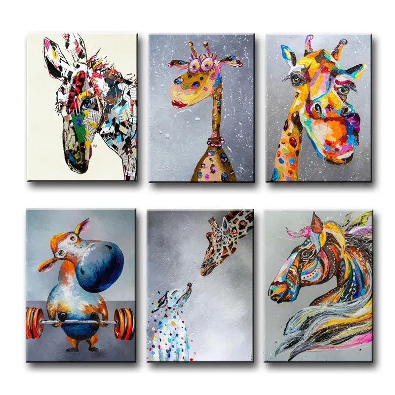 

Lovely Graffiti Art Animal Giraffe Dog Canvas Painting Wall Art Posters Prints Wall Picture for Kids Room Home Cuadros Decor