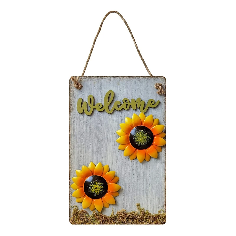 

AT69 -Welcome Sign Farmhouse Sunflowers Wood Welcome Wall Hanging Decor Sign,Rustic Home Decorative Gift for Patio Yard