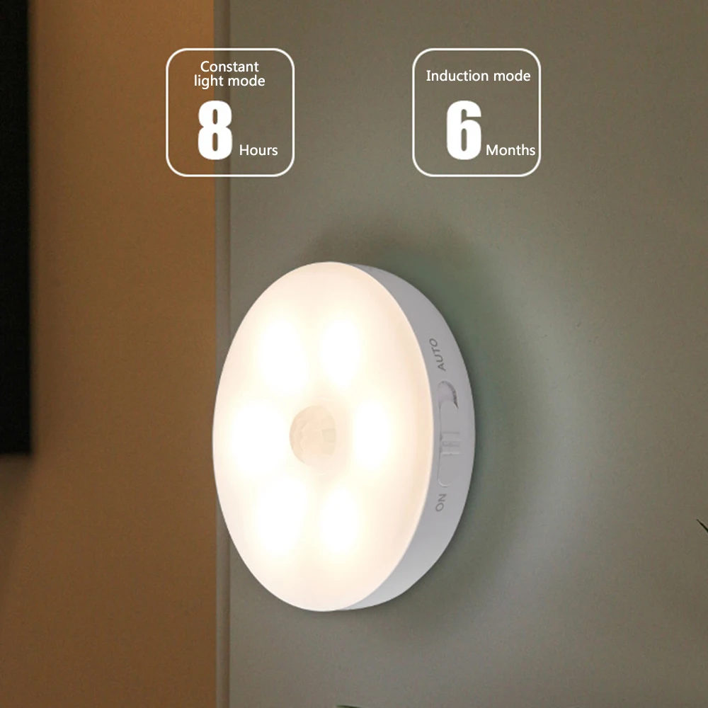 Usb Ночной светильник с датчиком движения шкаф прикроватная лампа для кухни